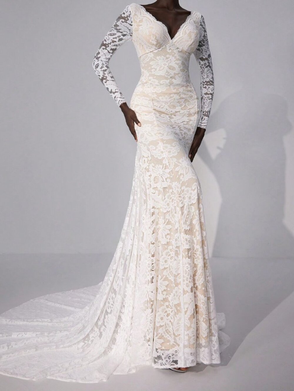 Beige Elegant Women's Wedding Dress - Picture 6 of 6